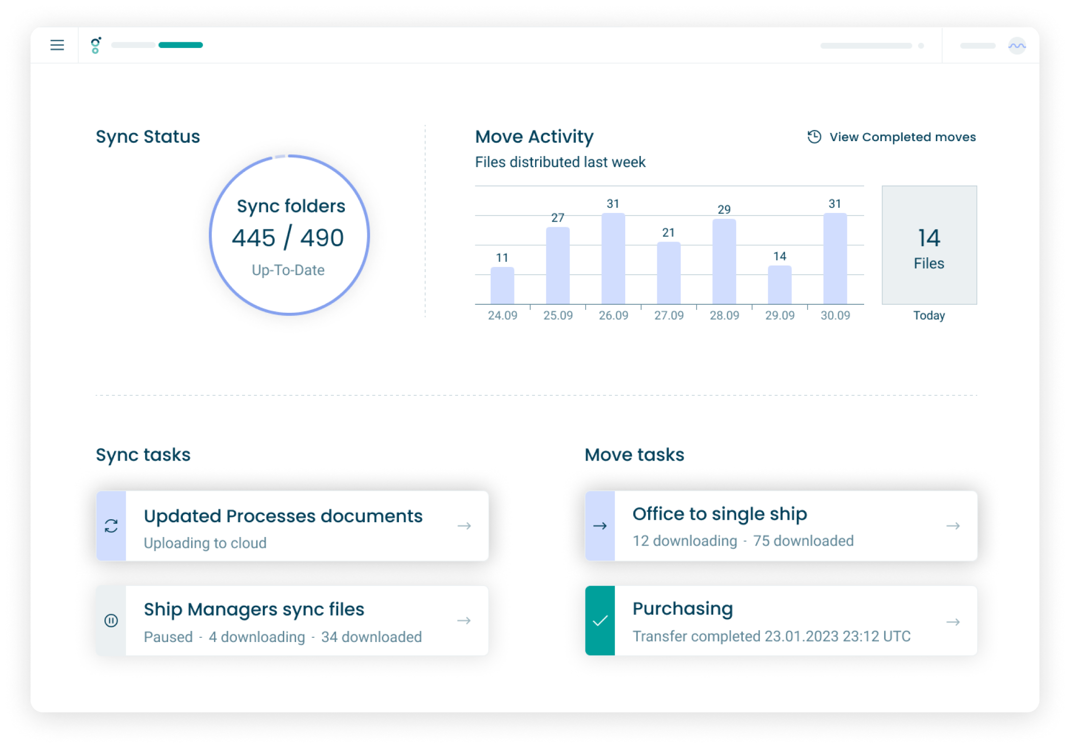 Dualog Drive displays the status of each file delivery